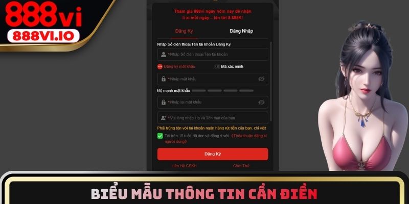 Biểu mẫu thông tin cần điền